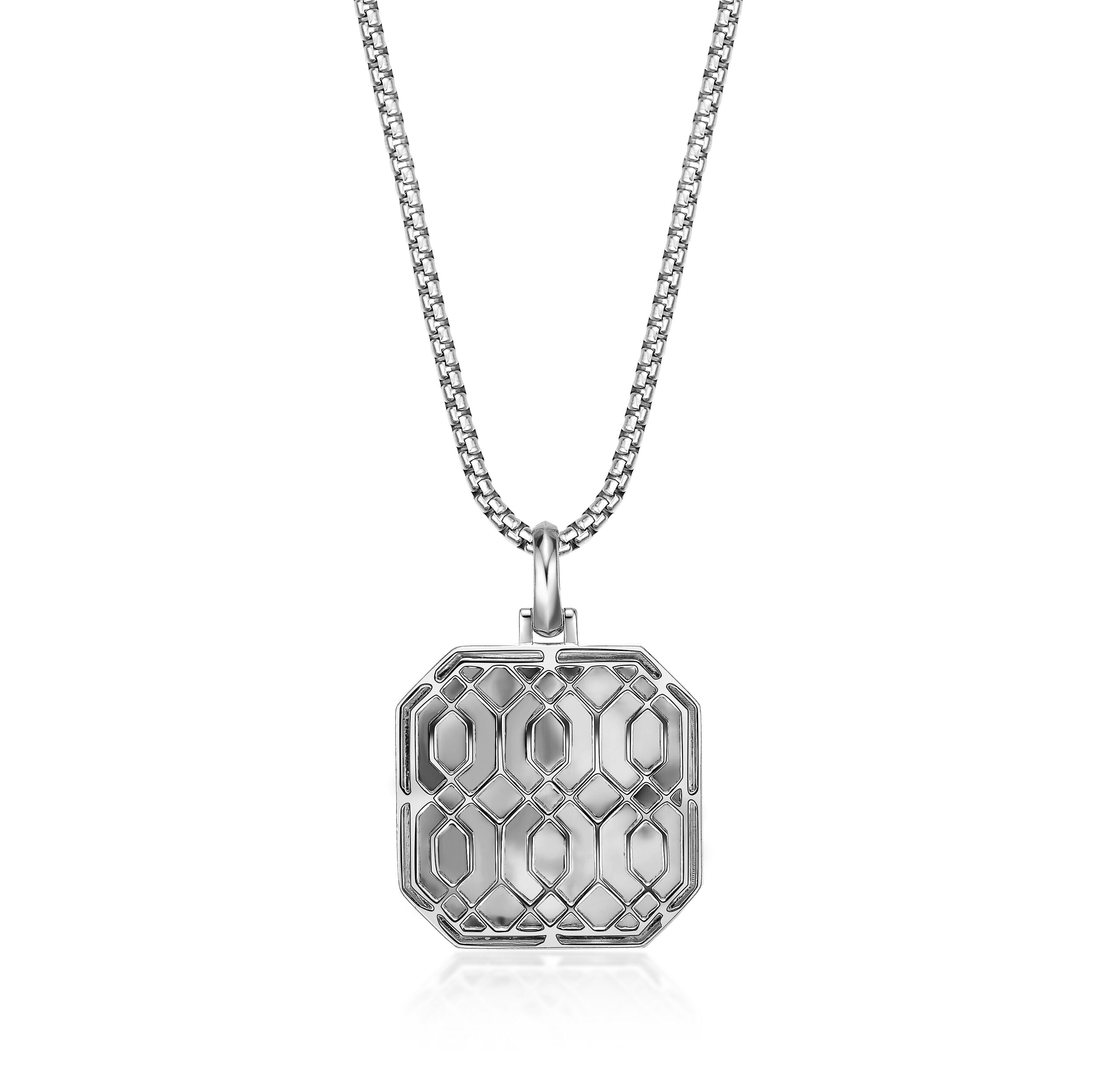 Skull Medallion Pendant with Black Diamond Accents in Sterling Silver