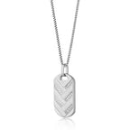 Men's Lab-Created White Sapphire Woven Dog Tag Pendant in Sterling Silver