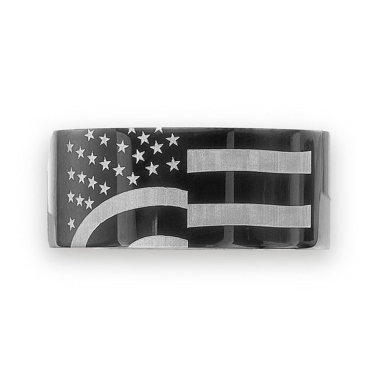 American Flag Band in Black Ion-Plated Stainless Steel