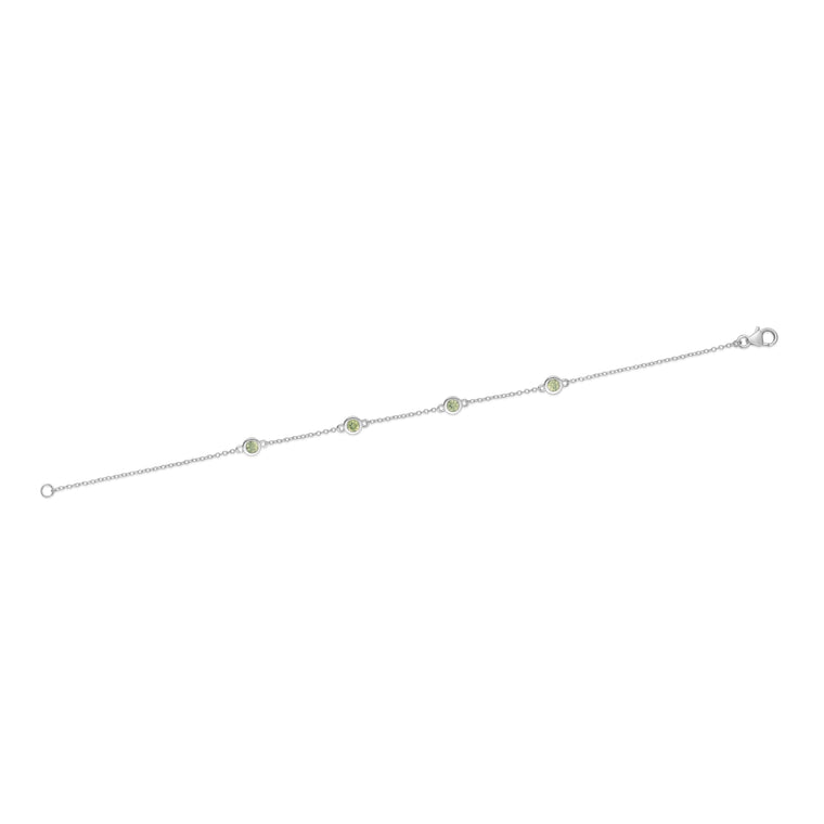 Birthstone Station Bracelet in Sterling Silver