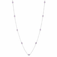 Birthstone Station Necklace in Sterling Silver