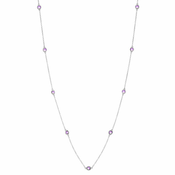 Birthstone Station Necklace in Sterling Silver