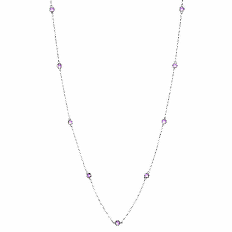 Birthstone Station Necklace in Sterling Silver