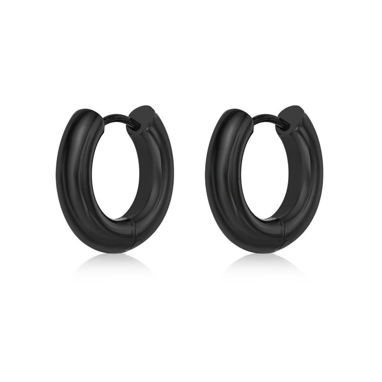 Plain Hoop Earring in Black Ion Plated Stainless Steel