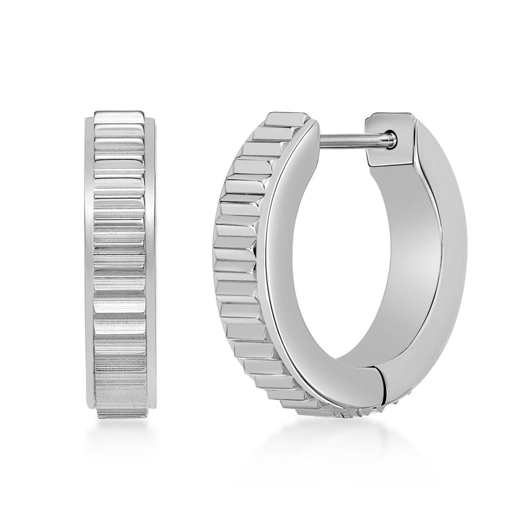 Ridged Hoop Earring in Stainless Steel