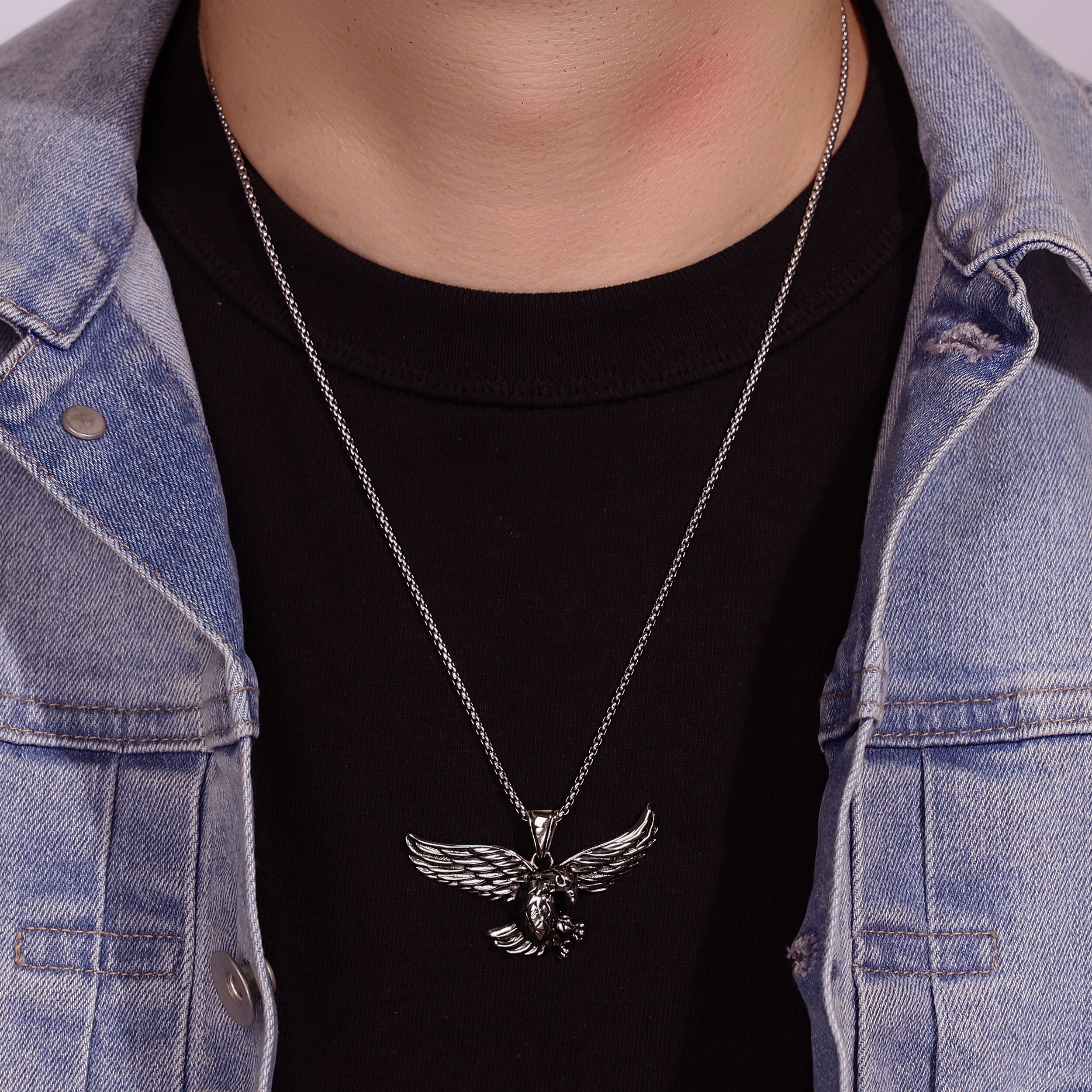 Eagle Wingspan Pendant in Stainless Steel