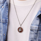 Round Eagle Pendant in Brown Obsidian and Serling Silver