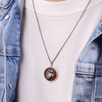 Round Eagle Pendant in Brown Obsidian and Serling Silver