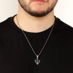 Men’s Arrowhead Pendant with Black Spinel in Sterling Silver