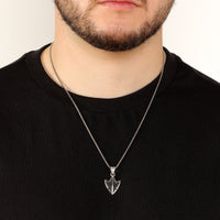 Men’s Arrowhead Pendant with Black Spinel in Sterling Silver