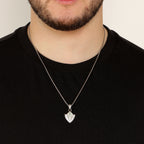 Men’s Mother of Pearl & Lab-Created White Sapphire Arrowhead Pendant in Sterling Silver