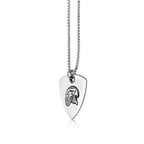 Men's Black Spinel Eagle Shield Pendant in Sterling Silver