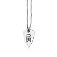 Men's Black Spinel Eagle Shield Pendant in Sterling Silver