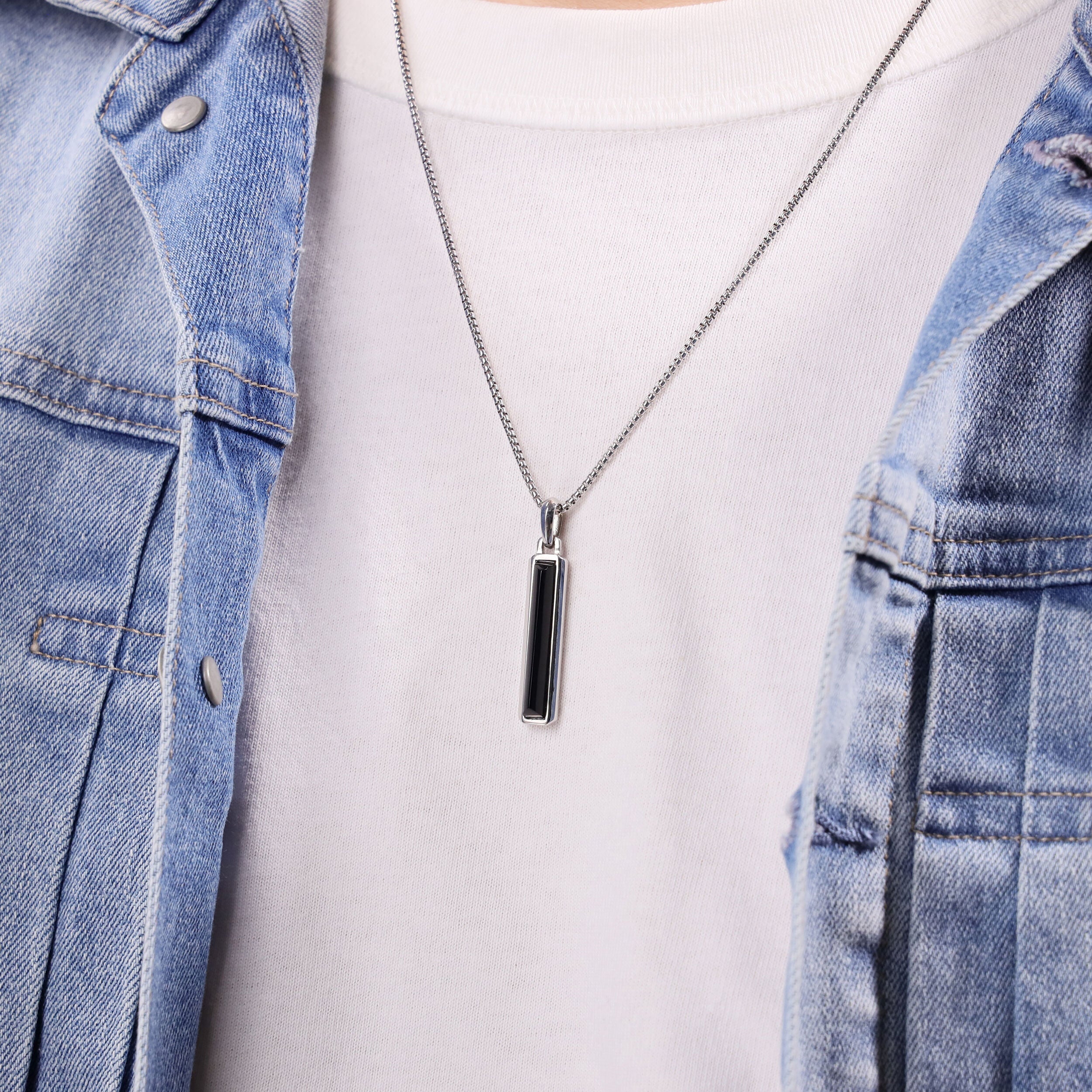 Men's Black Onyx  Pendant in Sterling Silver