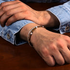 Men's Tiger Eye and Black Spinel Bracelet in Sterling Silver
