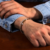 Men's Tiger Eye and Black Spinel Bracelet in Sterling Silver