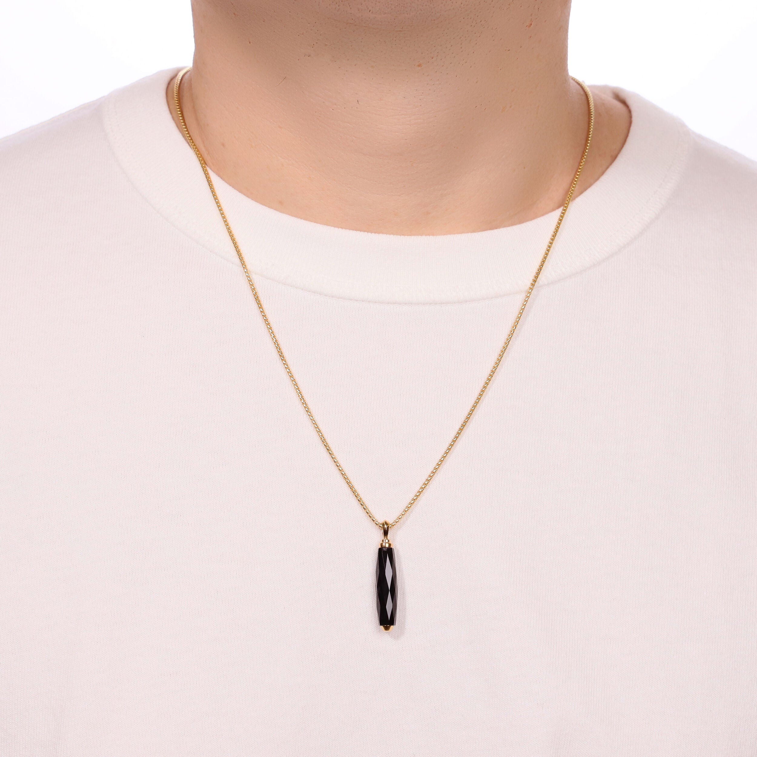 Men's Black Onyx Pendant in Yellow Gold Plated Sterling Silver
