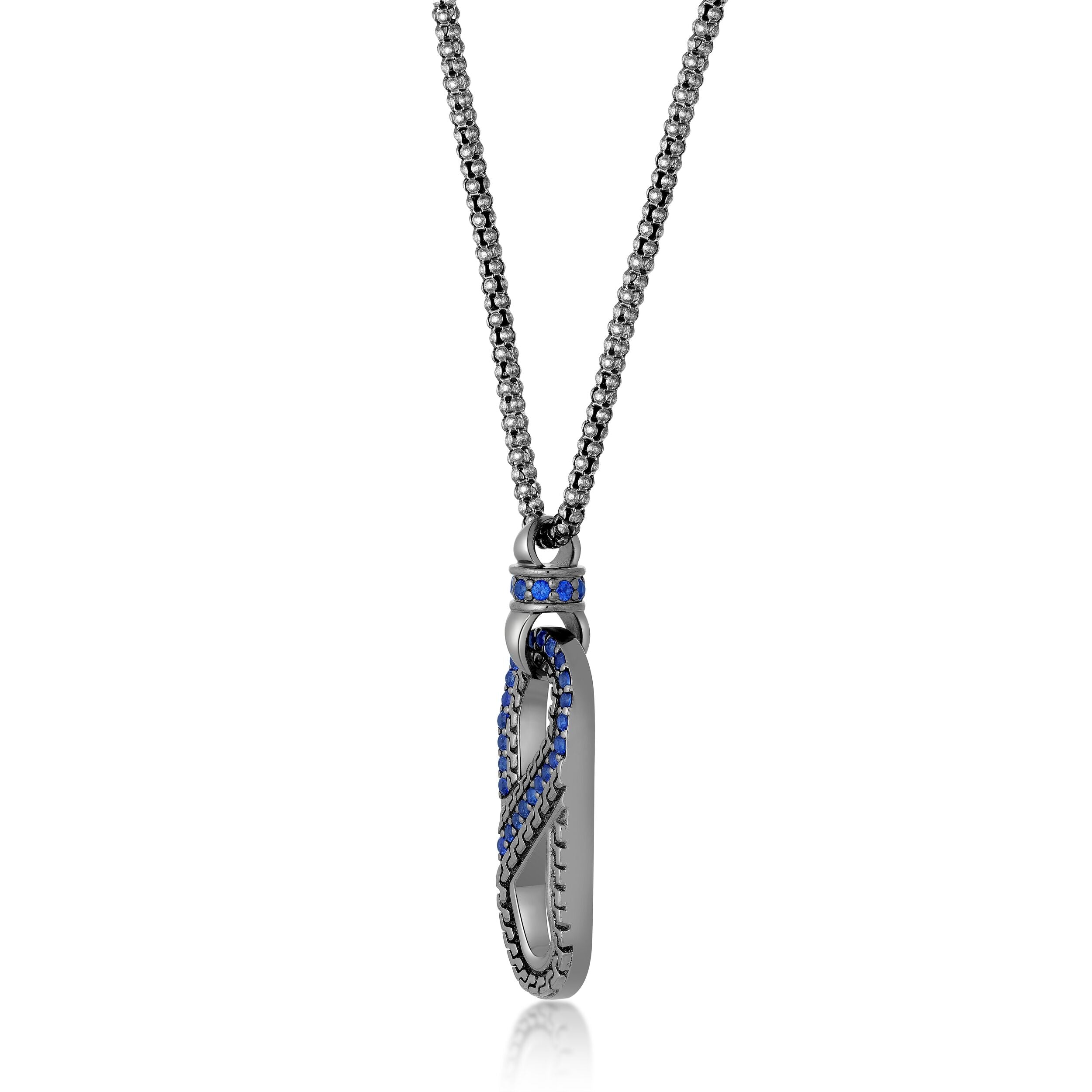 Men's Lab-Created Blue Sapphire Pendant inn Sterling Silver