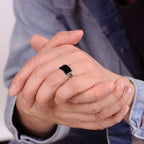 Men's Black Onyx Geometric Ring in Sterling Silver