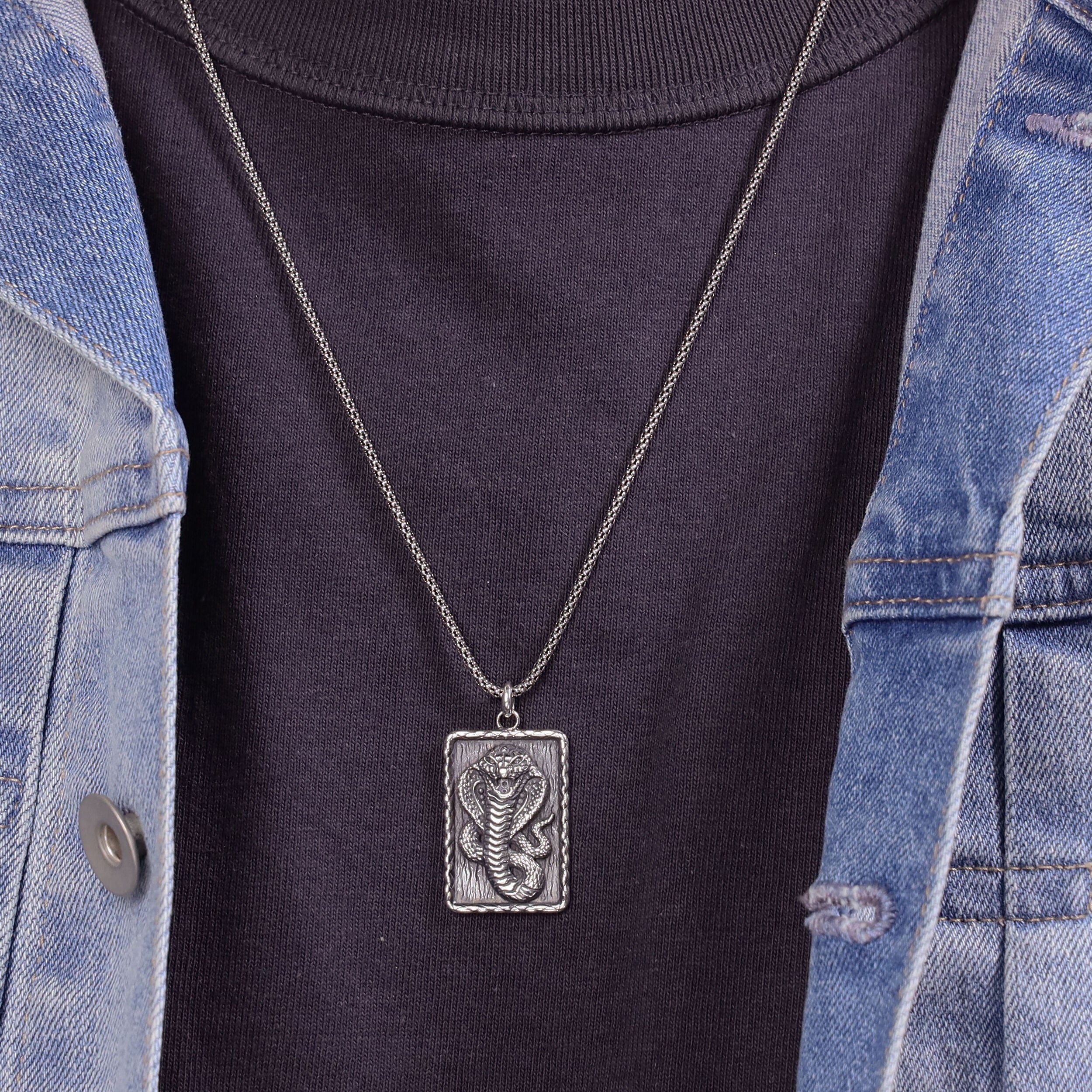 Men's Cobra Pendant in Sterling Silver