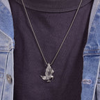 Black Spinel Eagle Pendant in Sterling Silver
