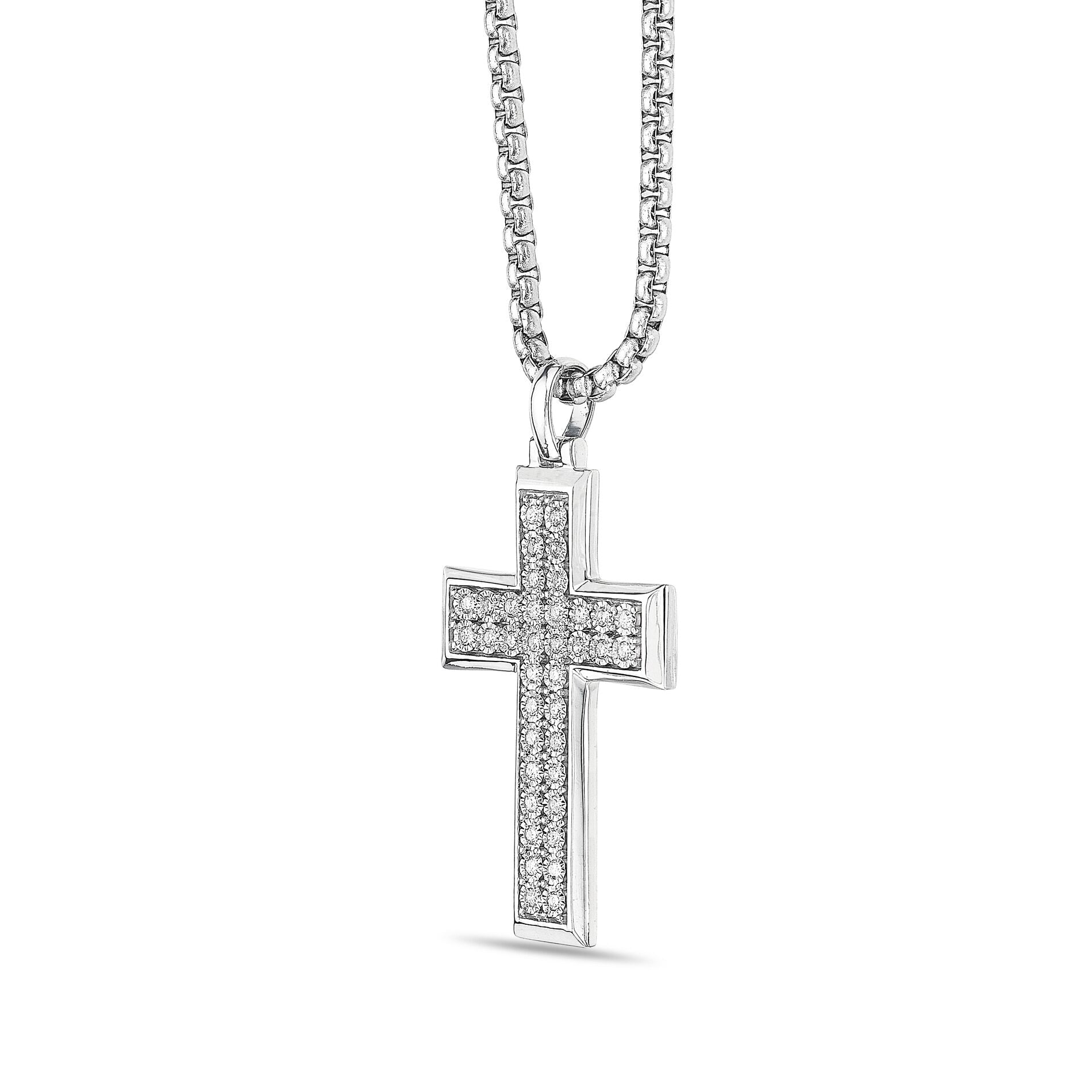 Men's Lab Grown Diamond Cross Pendant in Sterling Silver (1/2 ct. tw.)