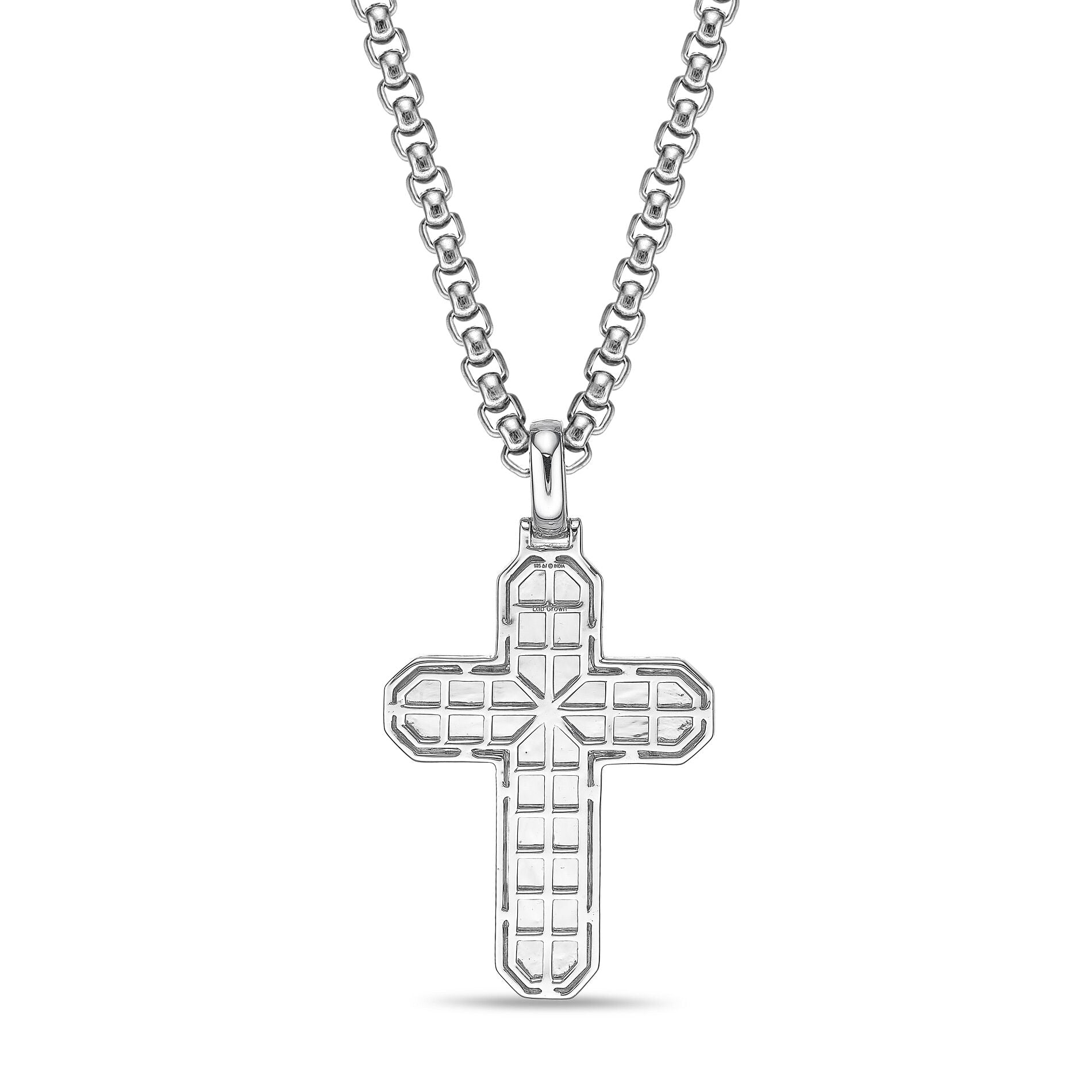 Men's Lab Grown Diamond Cross Pendant in Sterling Silver (1/2 ct. tw.)