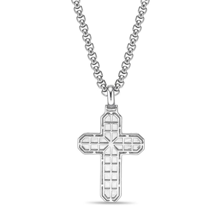 Men's Lab Grown Diamond Cross Pendant in Sterling Silver (1/2 ct. tw.)