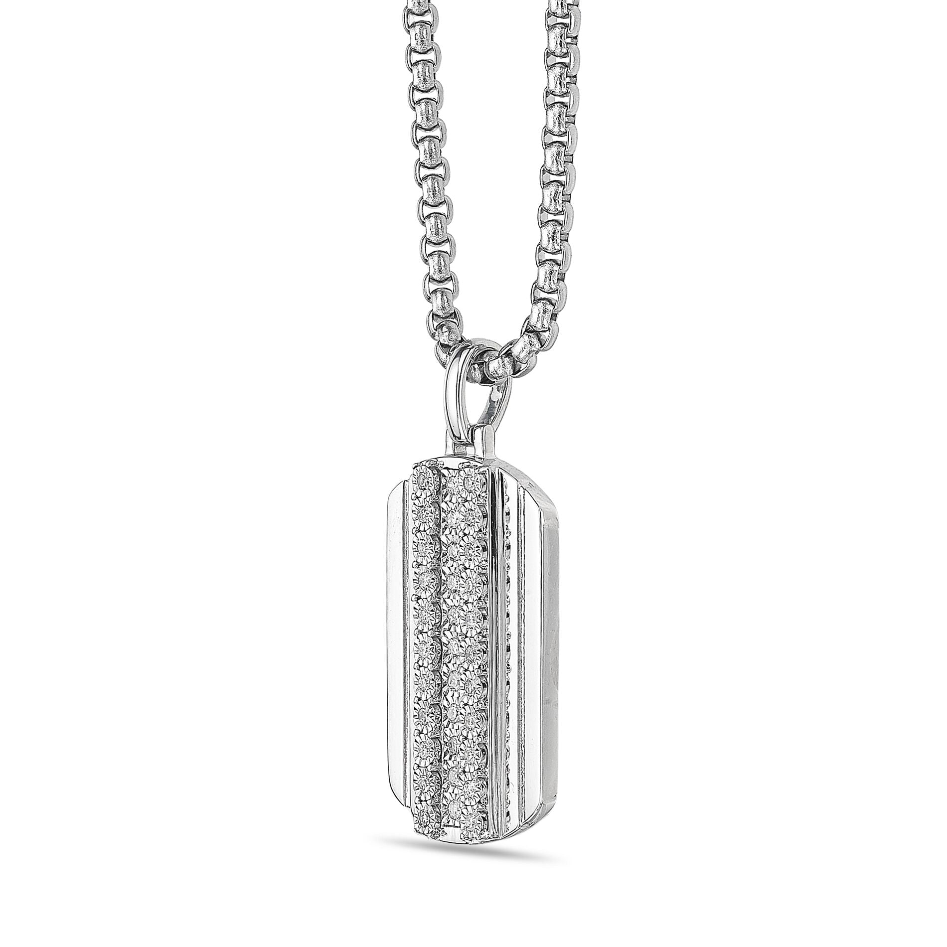 Men's Lab Grown Diamond Dog Tag Pendant in Sterling Silver (1/3 ct. tw.)