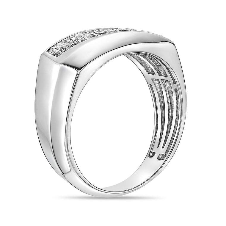 Men's Lab Grown Diamond Ring in Sterling Silver (1/4 ct. tw.)