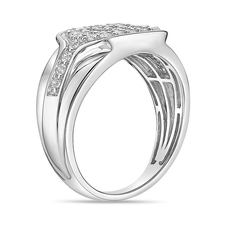 Pavé Square Ring in Sterling Silver