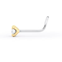 Titanim Cubic Zirconia Curved Nose Ring with 14K Gold - 20G