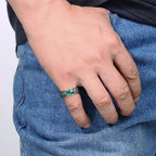Men's Malachite Woven Band in Sterling Silver