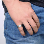 Men's Mother of Pearl Woven Band in Sterling Silver
