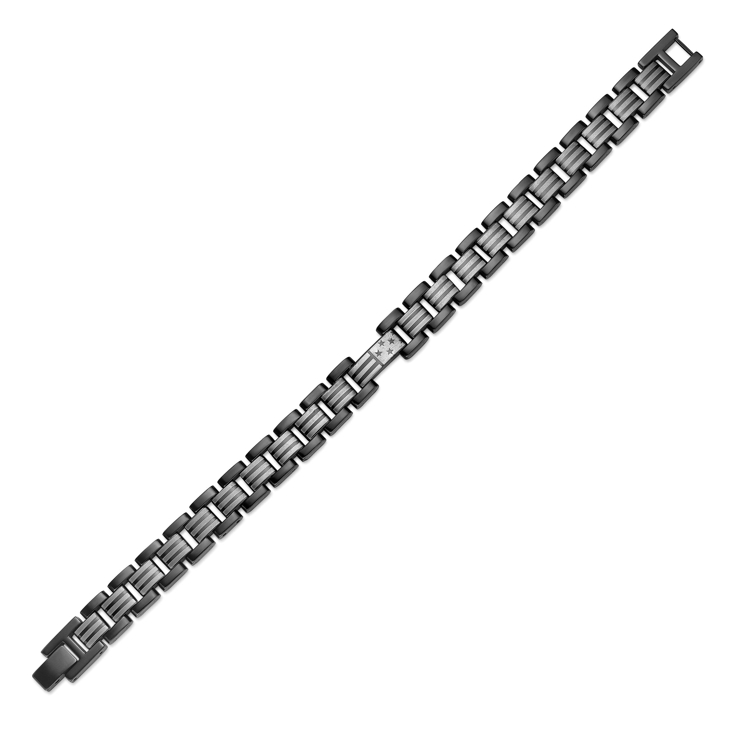 American Flag Bracelet in Black Ion-Plated Stainless Steel