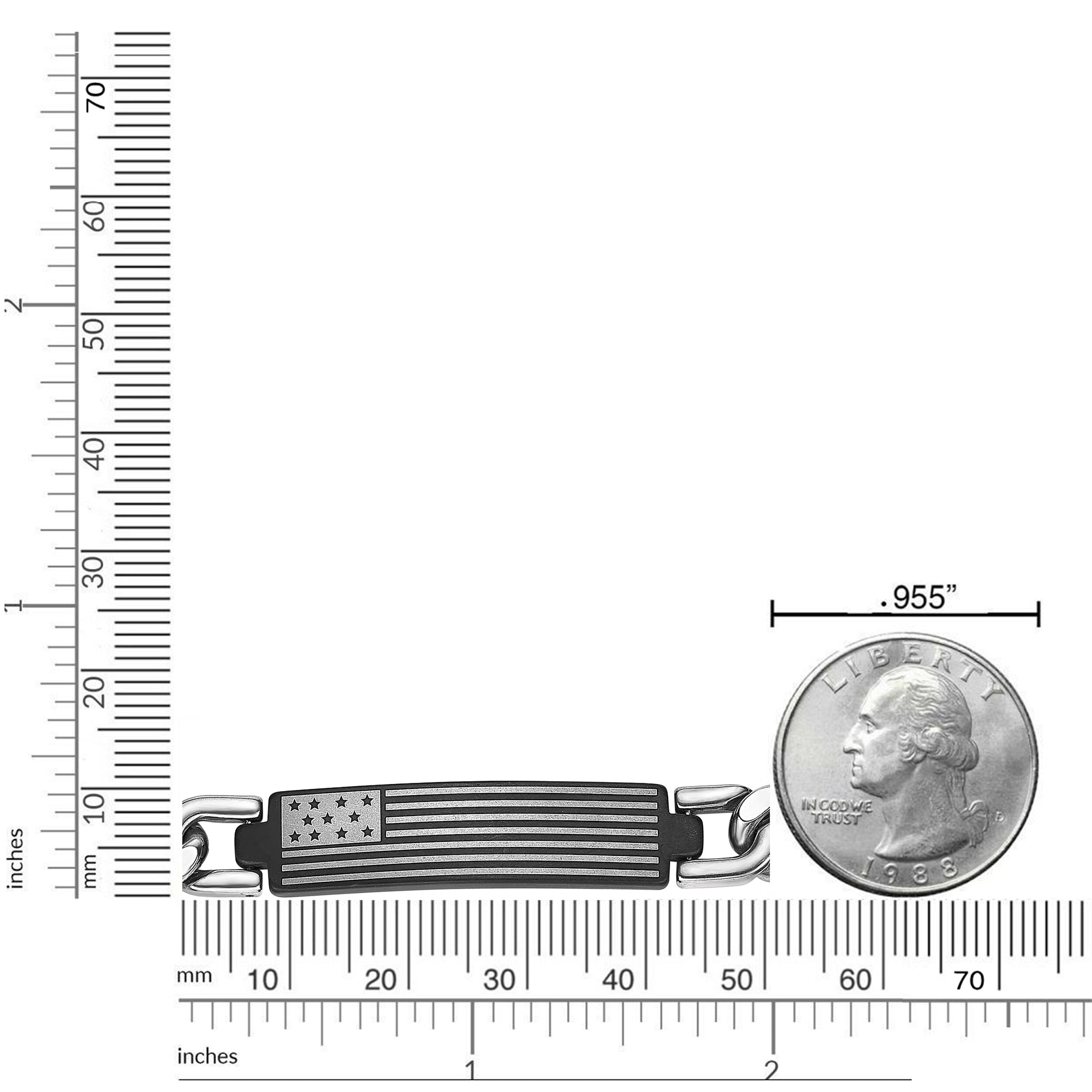 American Flag Chain Bracelet in Black Ion-Plated Stainless Steel