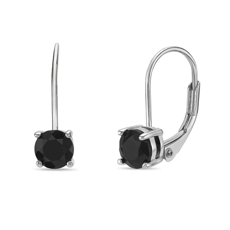 Black Onyx Leaverback Earrings in Sterling Silver