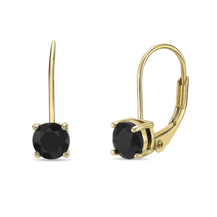 Black Onyx Leaverback Earrings in Sterling Silver