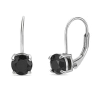 Black Onyx Leaverback Earrings in Sterling Silver