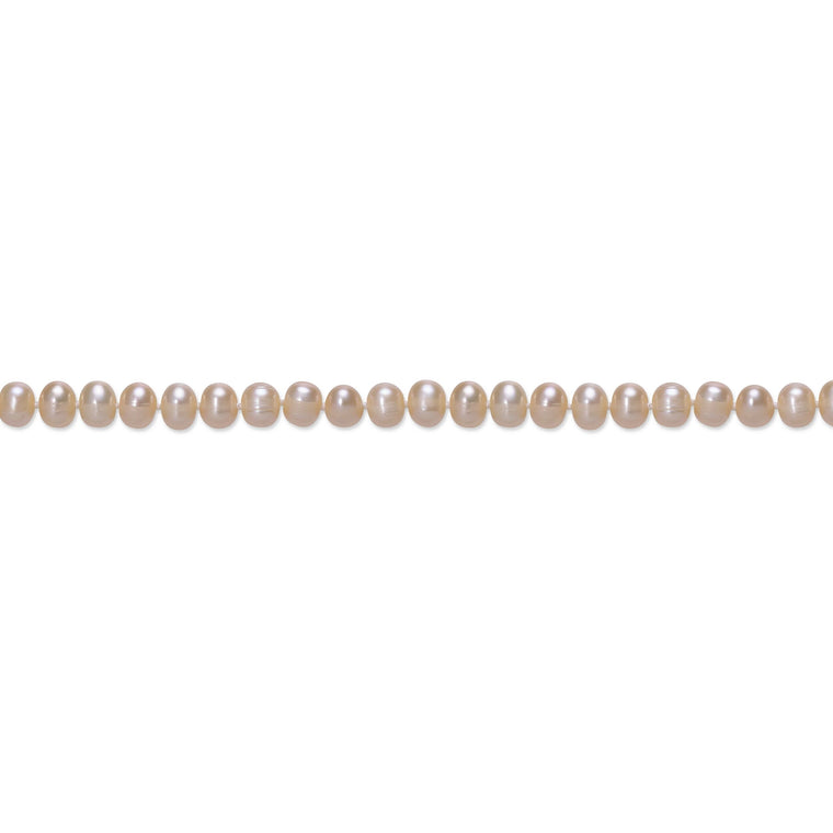 Peach Pearl Necklace with Sterling Silver, 16"
