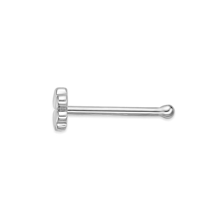 10K Gold Screw Clover Nose Ring - 20G
