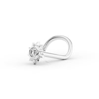14K Cubic Zirconia Sun Curved Nose Ring - 20G