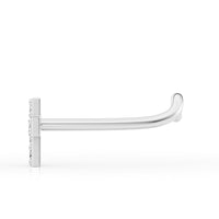 14K Cross Cubic Zirconia Curved Nose Ring - 20G