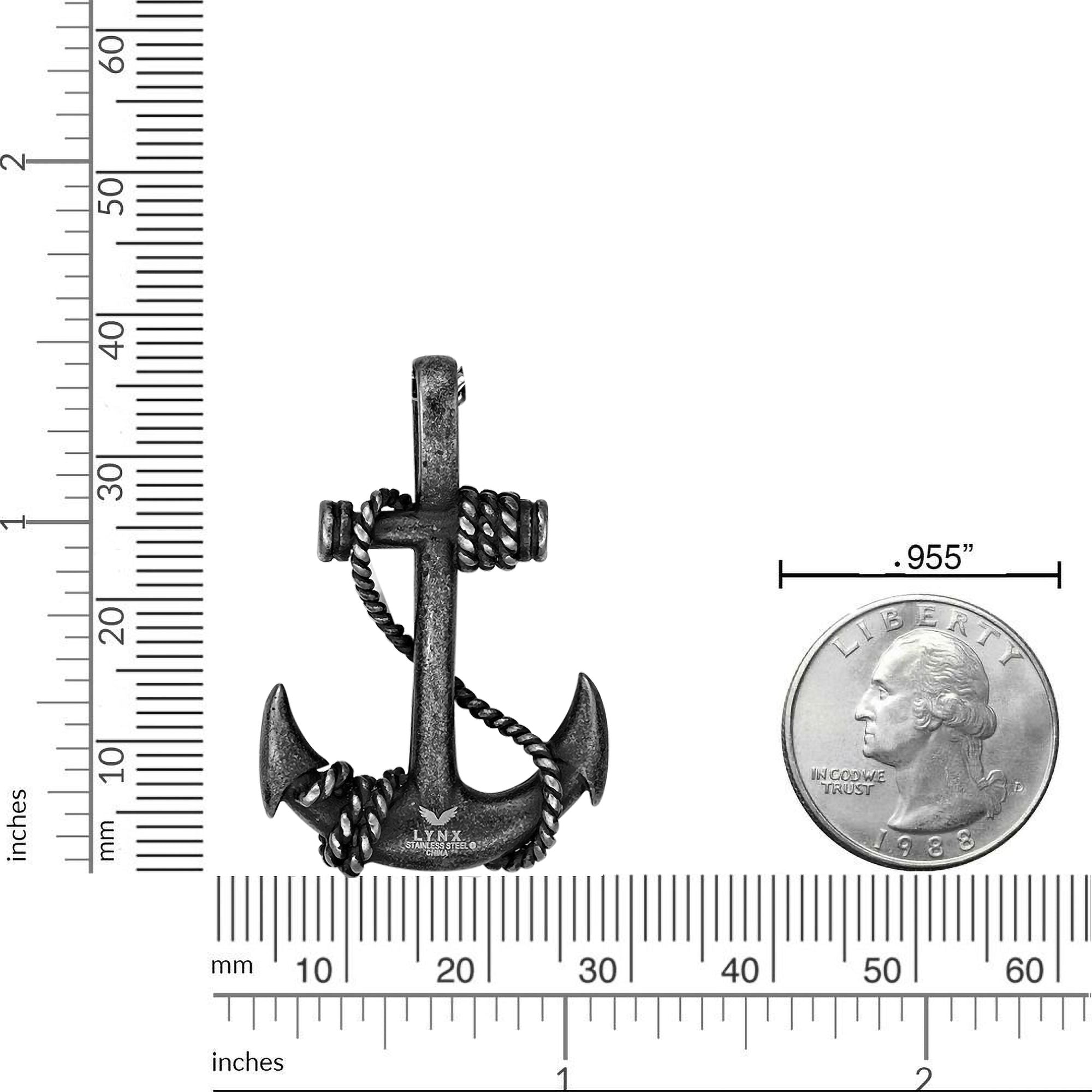 Anchor Pendant in Antique Finish Stainless Steel