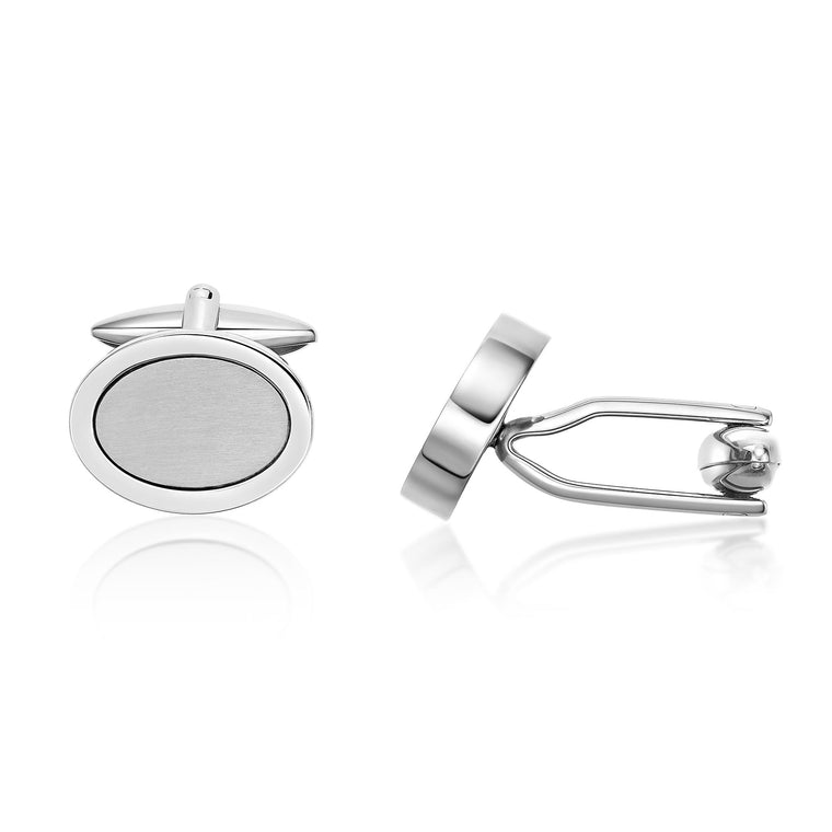 Oval Cufflinks in Stainless Steel