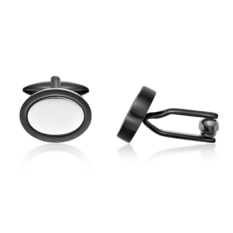 Oval Cufflinks in Stainless Steel