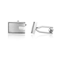 Black Resin Rectangle Cufflinks in Stainless Steel