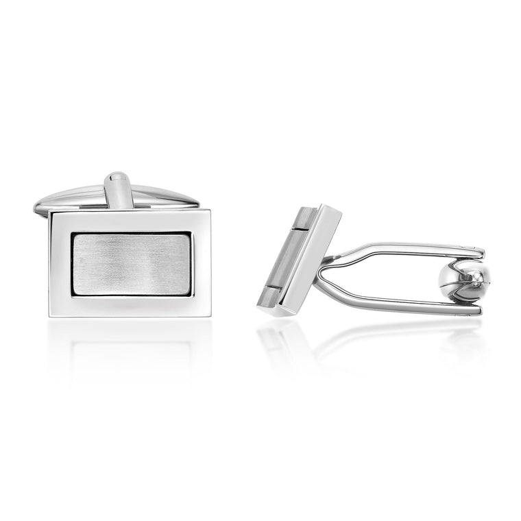 Rectangle Satin Finish Cufflinks in Stainless Steel