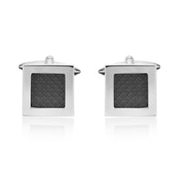 Carbon Fiber Square Cuff Links in Stainless Steel