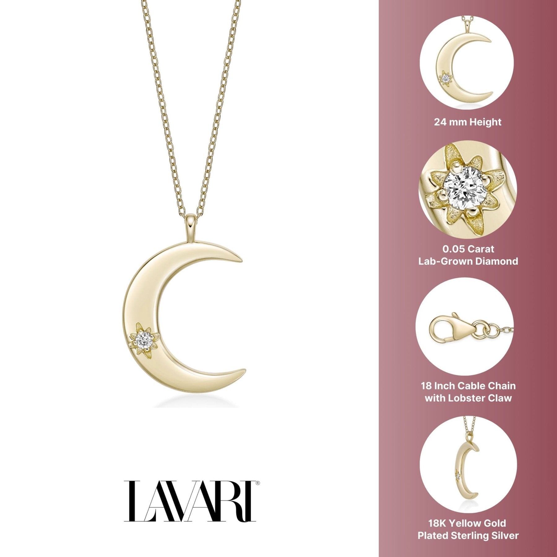 Lab Grown Diamond Moon Necklace
